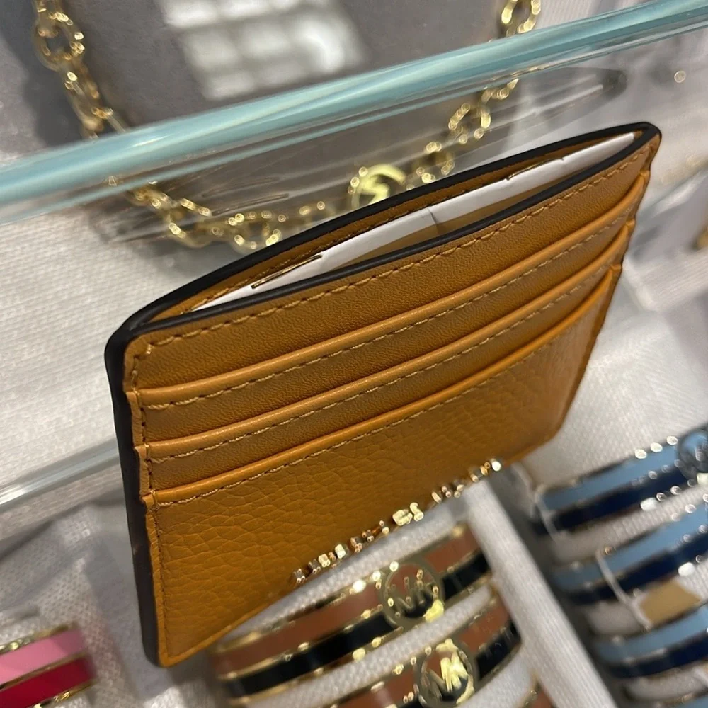 MICHAEL KORS Large Pebbled Leather Card Holder Case Cider NWT